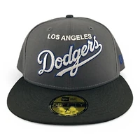Los Angeles Dodgers Graphite and Black Script West Coast Classic Green UV New Era 59FIFTY Fitted Hat