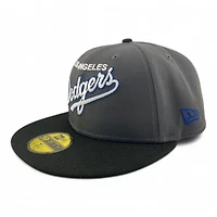 Los Angeles Dodgers Graphite and Black Script West Coast Classic Green UV New Era 59FIFTY Fitted Hat