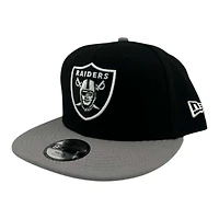 Youth Las Vegas Raiders Black and Gray Basic New Era 9FIFTY Snapback Hat