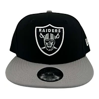 Youth Las Vegas Raiders Black and Gray Basic New Era 9FIFTY Snapback Hat