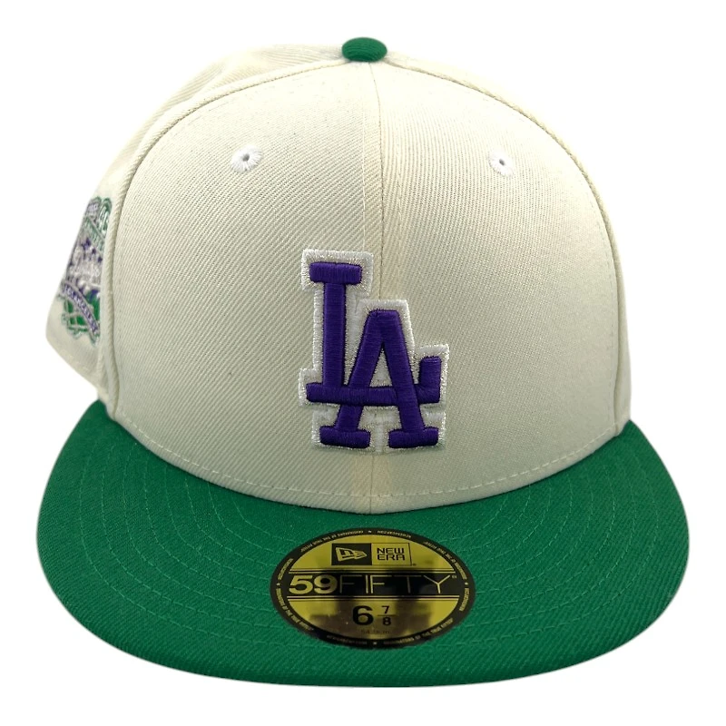 Los Angeles Dodgers Chrome and Green with Purple LA 40th Anniversary Patch Grey UV New Era 59FIFTY Fitted Hat