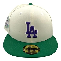 Los Angeles Dodgers Chrome and Green with Purple LA 40th Anniversary Patch Grey UV New Era 59FIFTY Fitted Hat