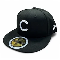 Kids Chicago Cubs White on Black Basic New Era 59FIFTY Fitted Hat