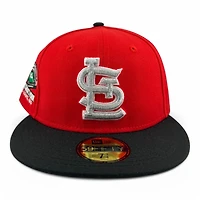 St. Louis Cardinals Red and Black Sportsman Park Patch Gray UV New Era 59FIFTY Fitted Hat
