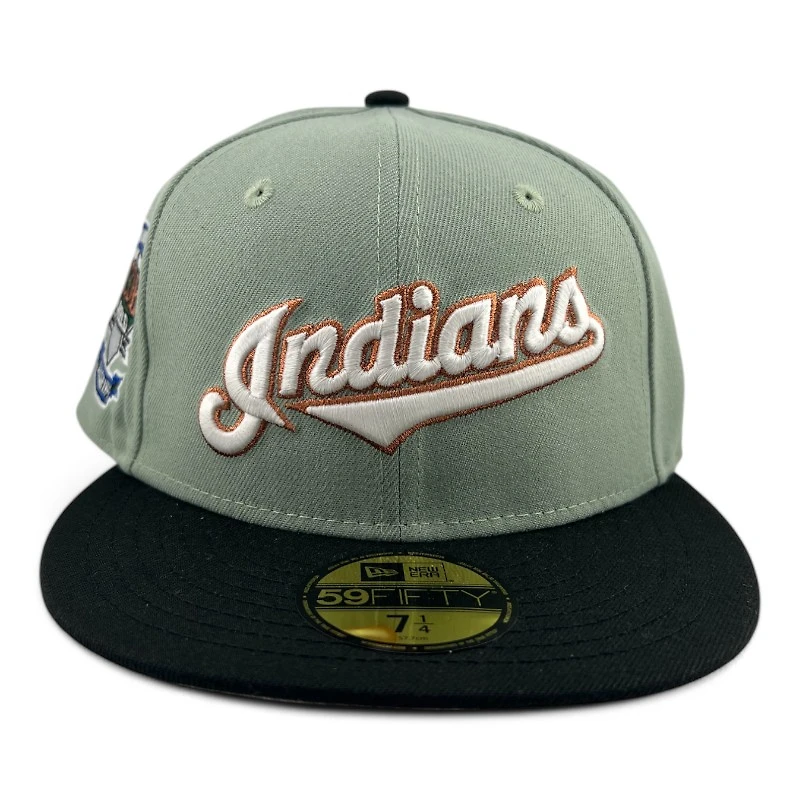 Cleveland Indians Everest Green and Black Jacobs Field Patch Gray UV New Era 59FIFTY Fitted Hat