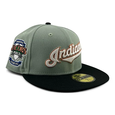 Cleveland Indians Everest Green and Black Jacobs Field Patch Gray UV New Era 59FIFTY Fitted Hat