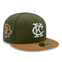 Kansas City Athletics Olive and Light Bronze 100 Seasons Patch Gray UV New Era 59FIFTY Fitted Hat