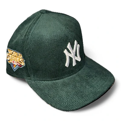 New York Yankees Dark Green Corduroy 2009 WS Patch Gray UV New Era A-Frame Snapback Hat