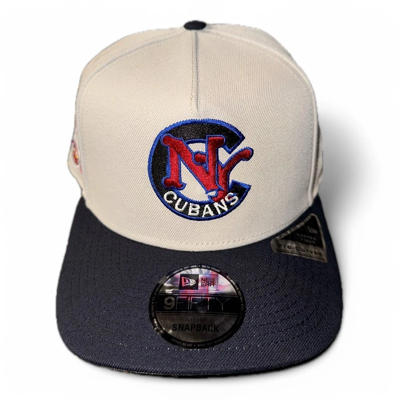 New York Cubans Stone and Black Negro League Patch Gray UV New Era A-Frame Snapback Hat