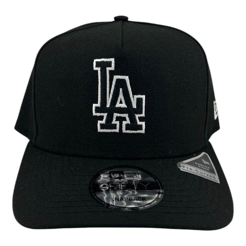 Los Angeles Dodgers Black and White Basic LA Logo New Era 9FIFTY A-Frame Snapback Hat
