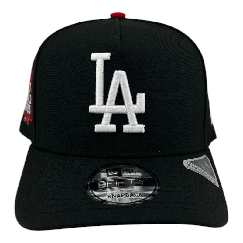 Los Angeles Dodgers Black and White 2024 WS Patch Red UV New Era 9FIFTY A-Frame Snapback Hat