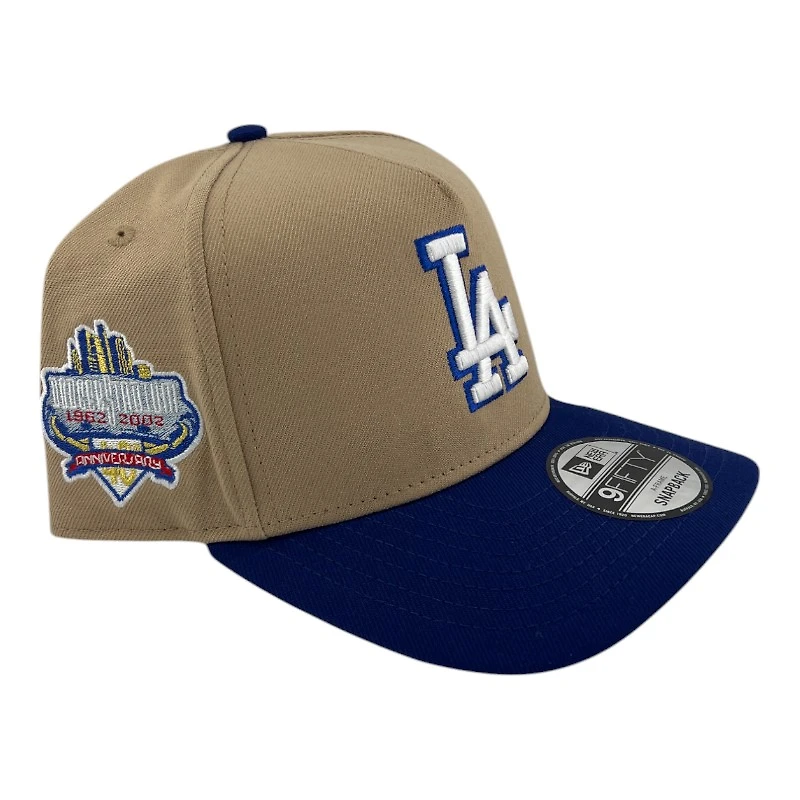 Los Angeles Dodgers Camel Brown and Royal 40th Anniv Patch New Era 9FIFTY A-Frame Snapback Hat
