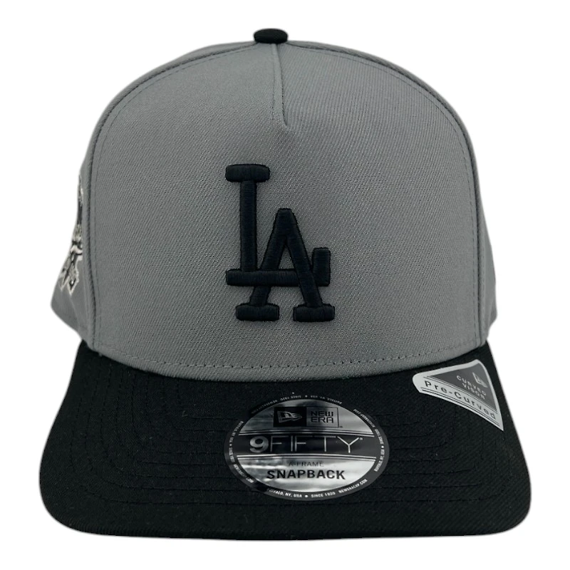 Los Angeles Dodgers Storm Gray and Black 100th Anniv Patch New Era 9FIFTY A-Frame Snapback Hat