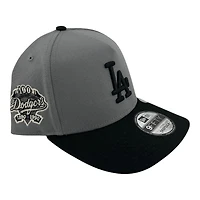 Los Angeles Dodgers Storm Gray and Black 100th Anniv Patch New Era 9FIFTY A-Frame Snapback Hat