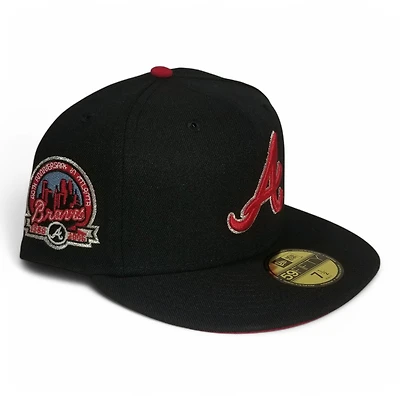 Atlanta Braves Black Red and Silver Metallic 40th Anni Patch UV New Era 59FIFTY Fitted Hat