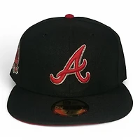 Atlanta Braves Black Red and Silver Metallic 40th Anni Patch UV New Era 59FIFTY Fitted Hat