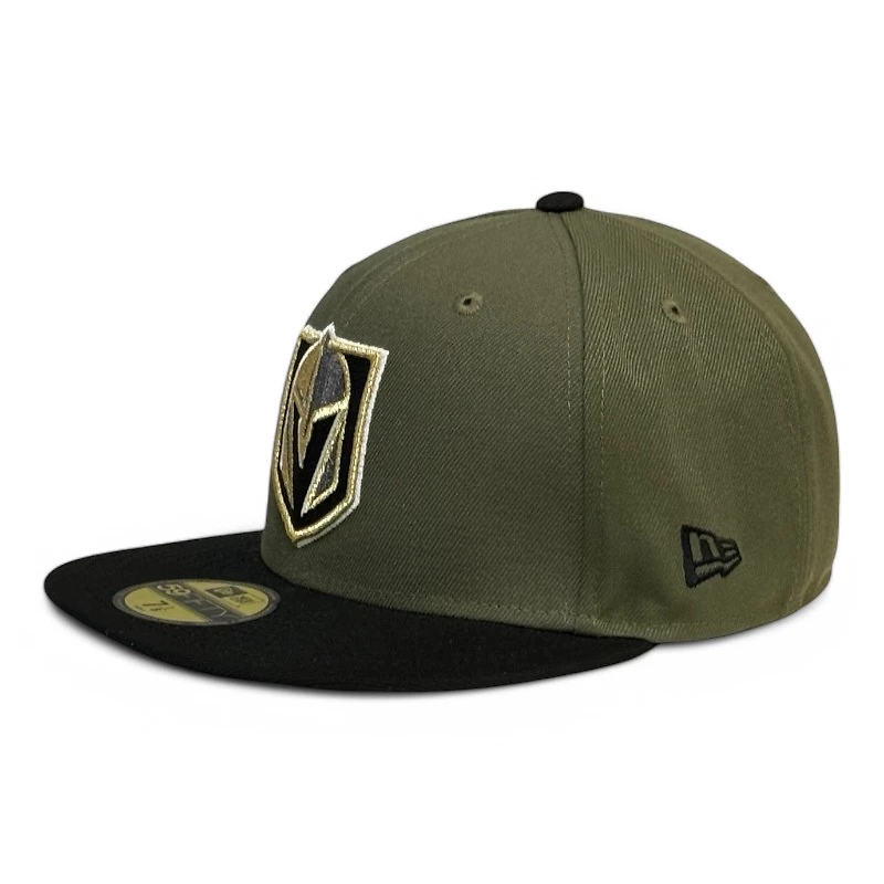 Vegas Golden Knights Olive and Black Alt Logo Patch Gray UV New Era 59FIFTY Fitted Hat
