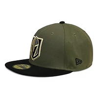Vegas Golden Knights Olive and Black Alt Logo Patch Gray UV New Era 59FIFTY Fitted Hat