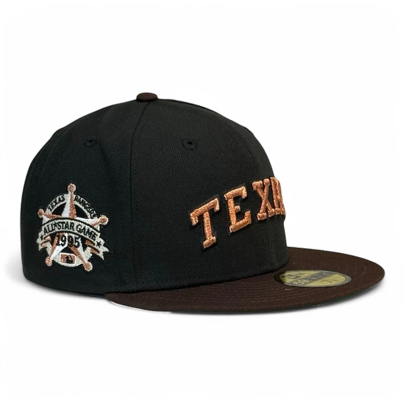 Texas Rangers Black and Brown 1995 ASG Patch Green UV New Era 59FIFTY Fitted Hat