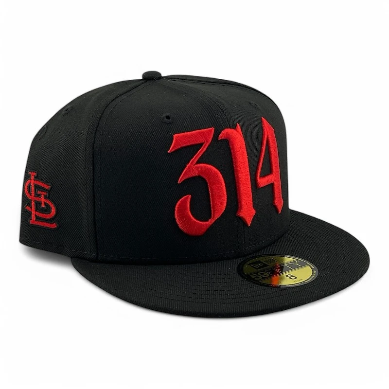 St. Louis Cardinals Black and 314 STL Logo UV New Era 59FIFTY Fitted Hat