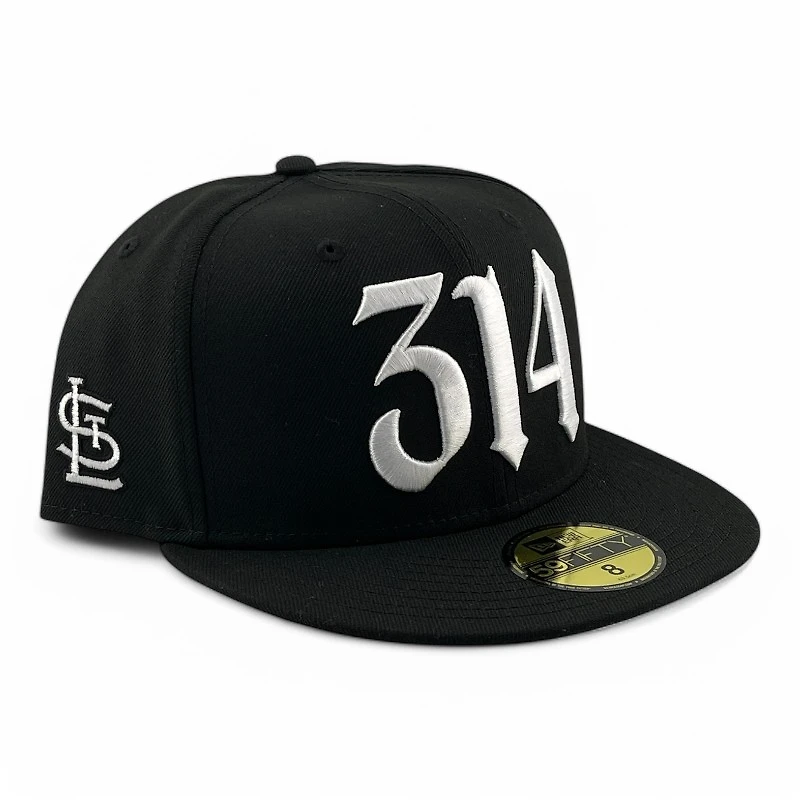 St. Louis Cardinals Black and White 314 STL Logo UV New Era 59FIFTY Fitted Hat