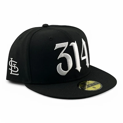 St. Louis Cardinals Black and White 314 STL Logo UV New Era 59FIFTY Fitted Hat