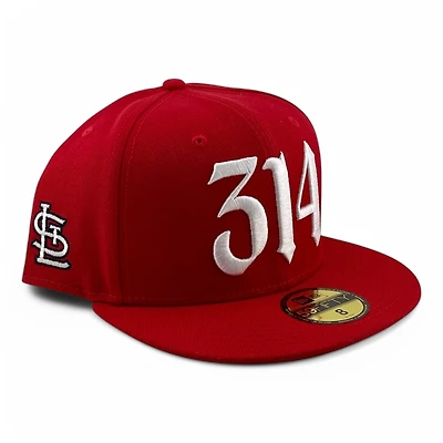 St. Louis Cardinals Red and White 314 Logo Patch UV New Era 59FIFTY Fitted Hat