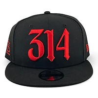 St. Louis Cardinals Black and Red 314 STL Logo Patch Black UV New Era 9FIFTY Snapback Hat