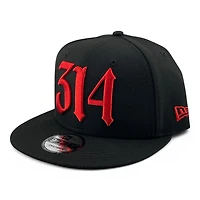 St. Louis Cardinals Black and Red 314 STL Logo Patch Black UV New Era 9FIFTY Snapback Hat