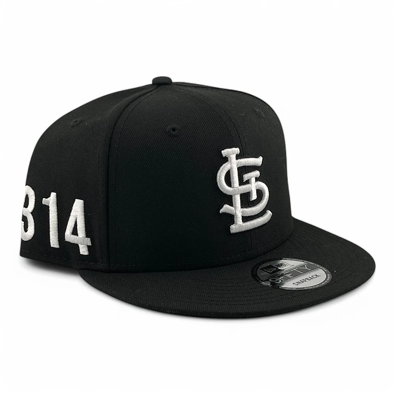 St. Louis Cardinals Black and White 314 Logo Patch Black UV New Era 9FIFTY Snapback Hat