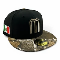 Mexico Black and Realtree Camo Flag Patch Gray UV New Era 59FIFTY Fitted Hat