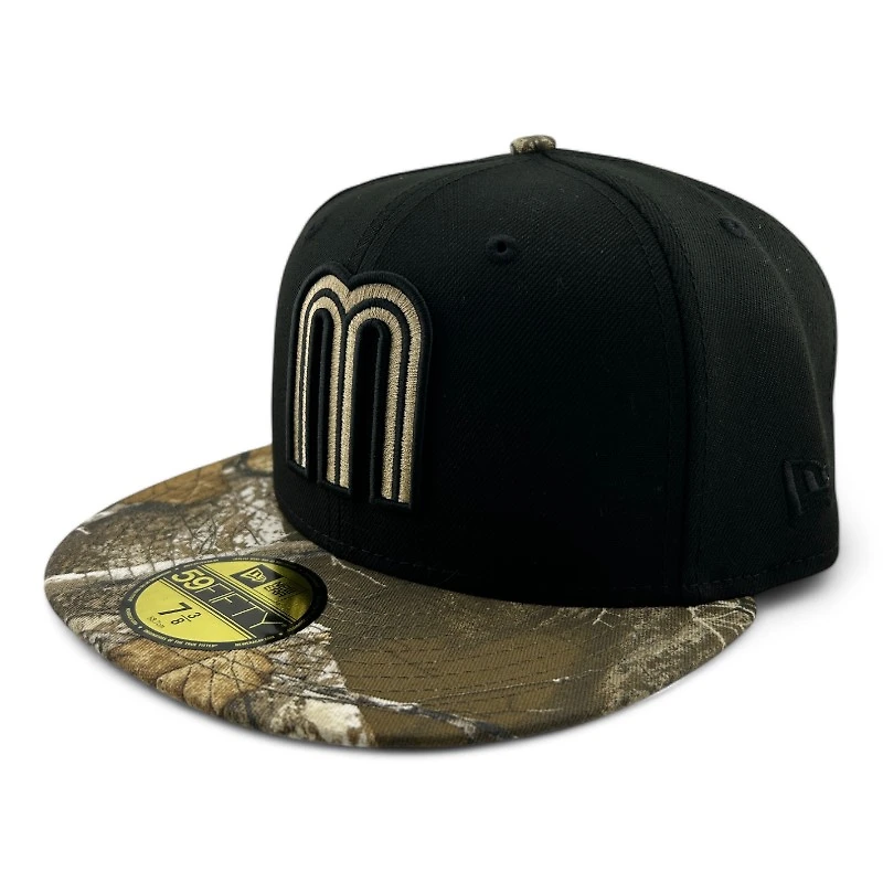 Mexico Black and Realtree Camo Flag Patch Gray UV New Era 59FIFTY Fitted Hat