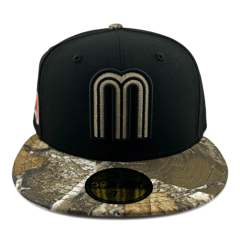 Mexico Black and Realtree Camo Flag Patch Gray UV New Era 59FIFTY Fitted Hat