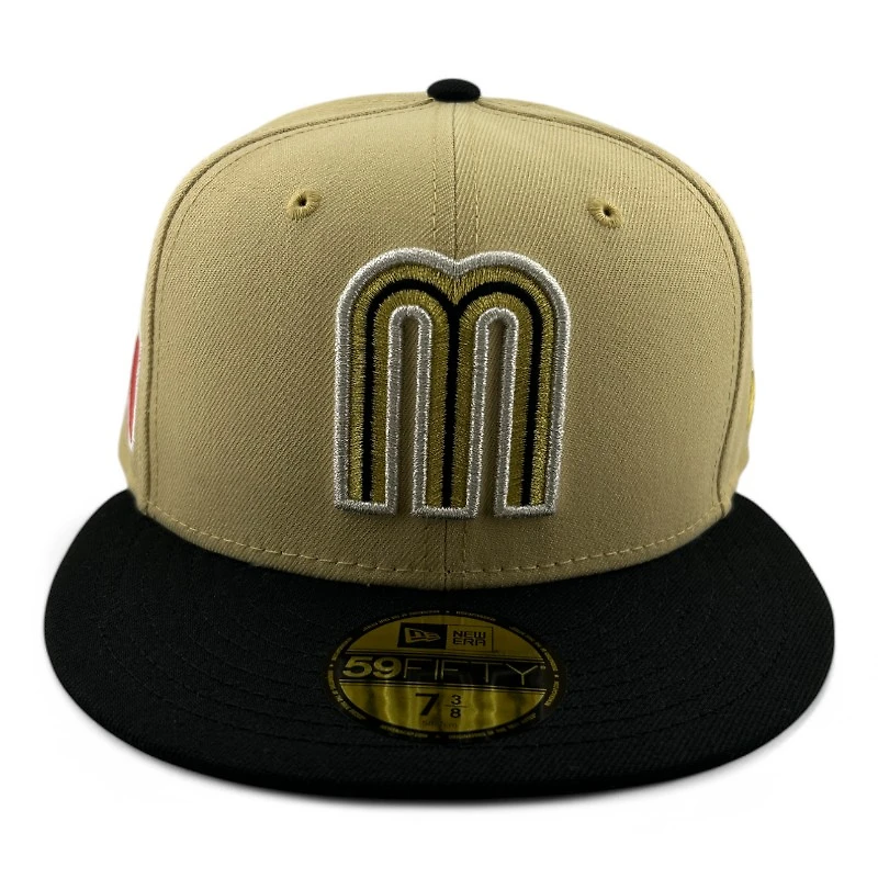 Mexico Vegas Gold and Black Flag Patch Gray UV New Era 59FIFTY Fitted Hat