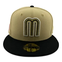 Mexico Vegas Gold and Black Flag Patch Gray UV New Era 59FIFTY Fitted Hat