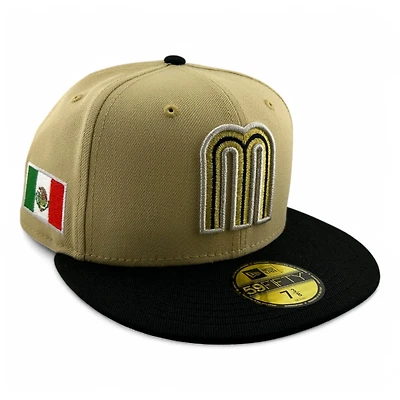 Mexico Vegas Gold and Black Flag Patch Gray UV New Era 59FIFTY Fitted Hat