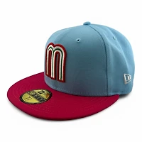 Mexico Light Blue and Pink Flag Patch Gray UV New Era 59FIFTY Fitted Hat
