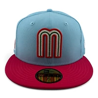 Mexico Light Blue and Pink Flag Patch Gray UV New Era 59FIFTY Fitted Hat