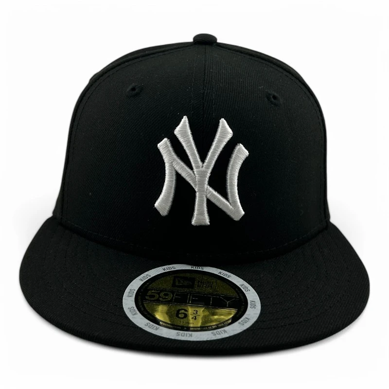 Kids New York Yankees White on Black Gray UV Era 59FIFTY Fitted Hat