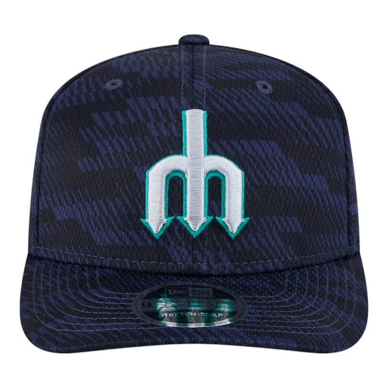 Seattle Mariners Navy Trident 2025 Clubhouse New Era 9SEVENTY Stretch Snapback Hat