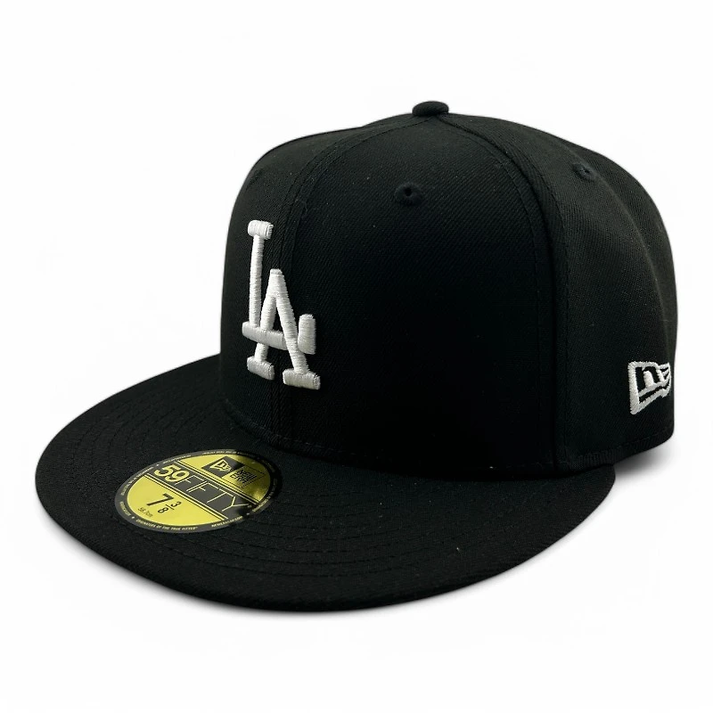 Los Angeles Dodgers White on Black First LA WS Patch Pink UV New Era 59FIFTY Fitted Hat