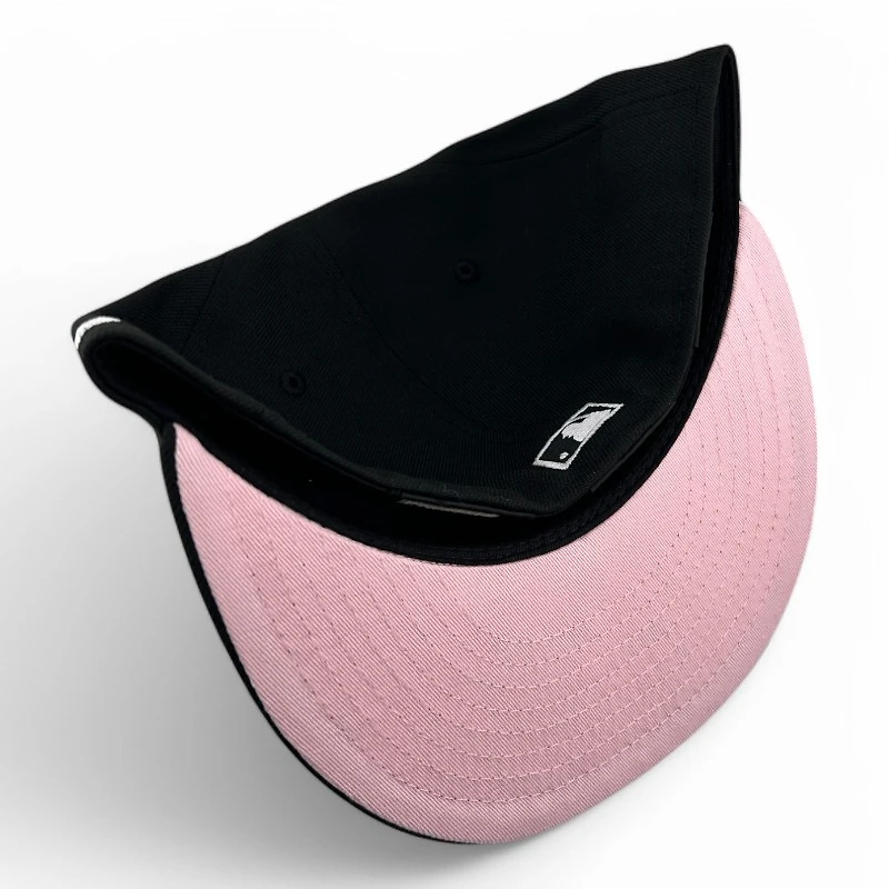Los Angeles Dodgers White on Black First LA WS Patch Pink UV New Era 59FIFTY Fitted Hat