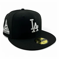 Los Angeles Dodgers White on Black First LA WS Patch Pink UV New Era 59FIFTY Fitted Hat