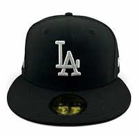Los Angeles Dodgers White on Black First LA WS Patch Pink UV New Era 59FIFTY Fitted Hat