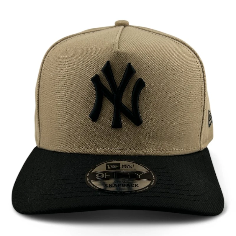New York Yankees Khaki and Black Black UV New Era A-Frame Snapback Hat