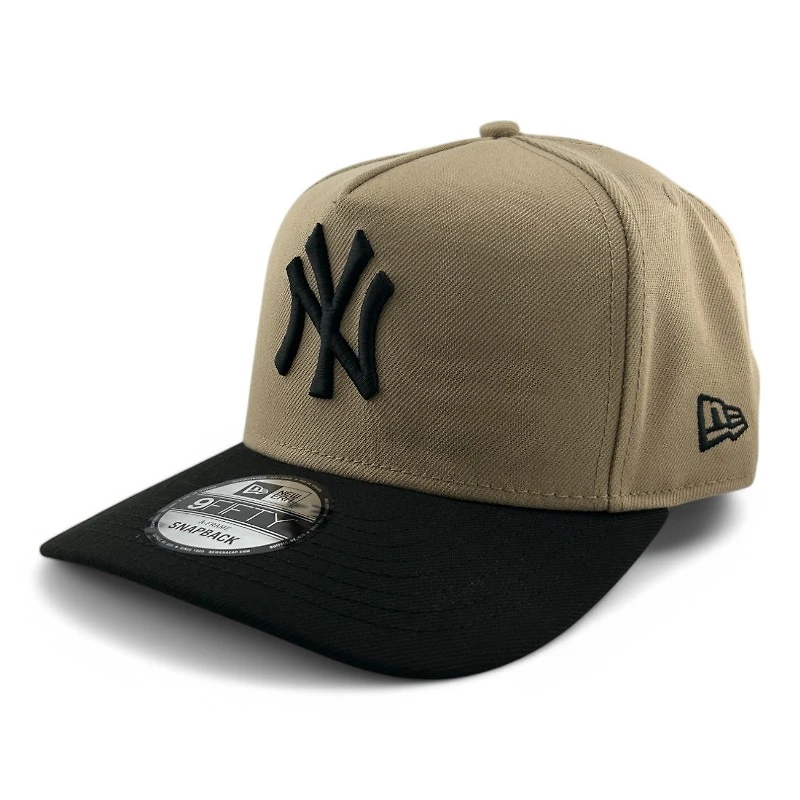 New York Yankees Khaki and Black Black UV New Era A-Frame Snapback Hat