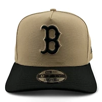 Boston Red Sox Khaki and Black Black UV New Era A-Frame Snapback Hat