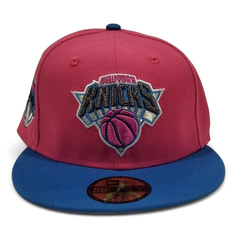 New York Knicks Pink and Cardinal Blue 1946 ASG Patch Gray UV Era 59FIFTY Fitted Hat