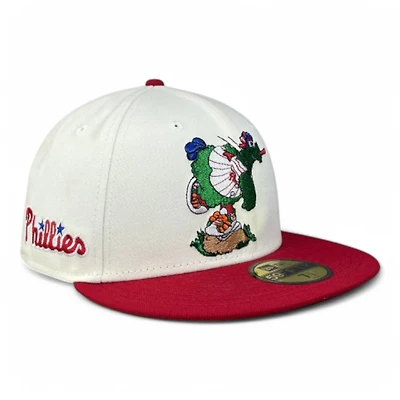 Philadelphia Phillies Chrome and Red Mascot Wordmark Patch Green UV New Era 59FIFTY Fitted Hat