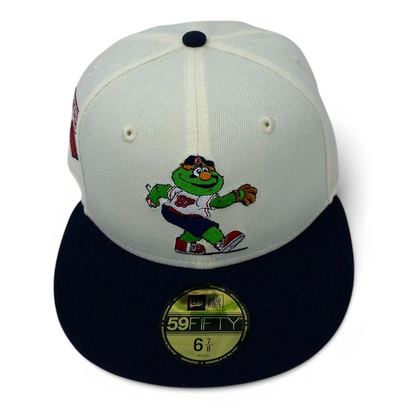 Boston Red Sox Chrome and Navy Mascot Pennant Patch UV New Era 59FIFTY Fitted Hat